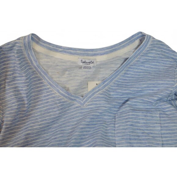 Splendid V-Neck Shortie Pajama Set Small Blue Heather Chalk Stripe NWT - Picture 3 of 5